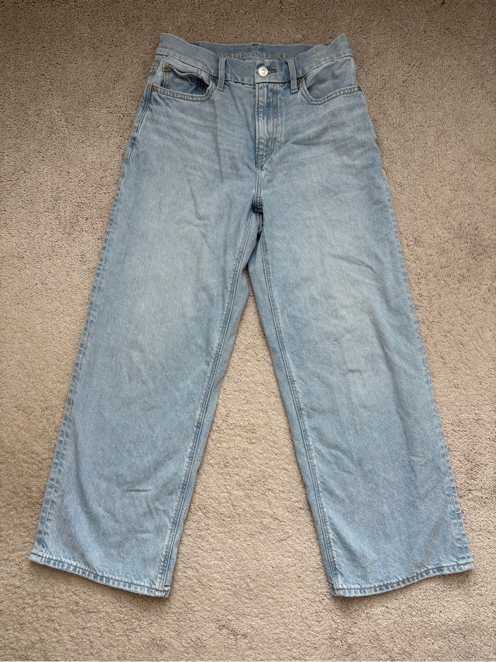 American Eagle Baggy Straight Wide Leg Strigid High-Rise Flare Jeans